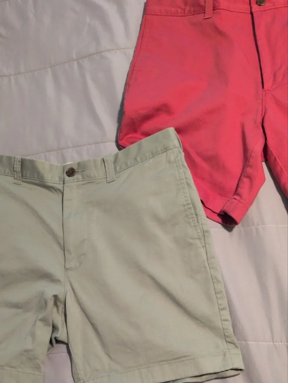 J. Crew Men's Flat Front Shorts - Sage Green & Coral Size 33